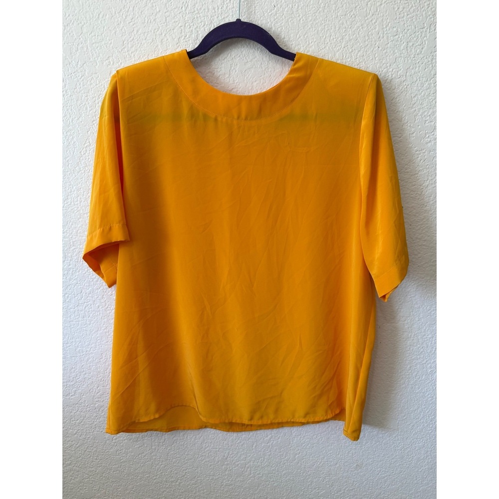 Alyssa Carr Womens Mustard Yellow Short Sleeve Crew Neck Blouse‎ Top Size 12